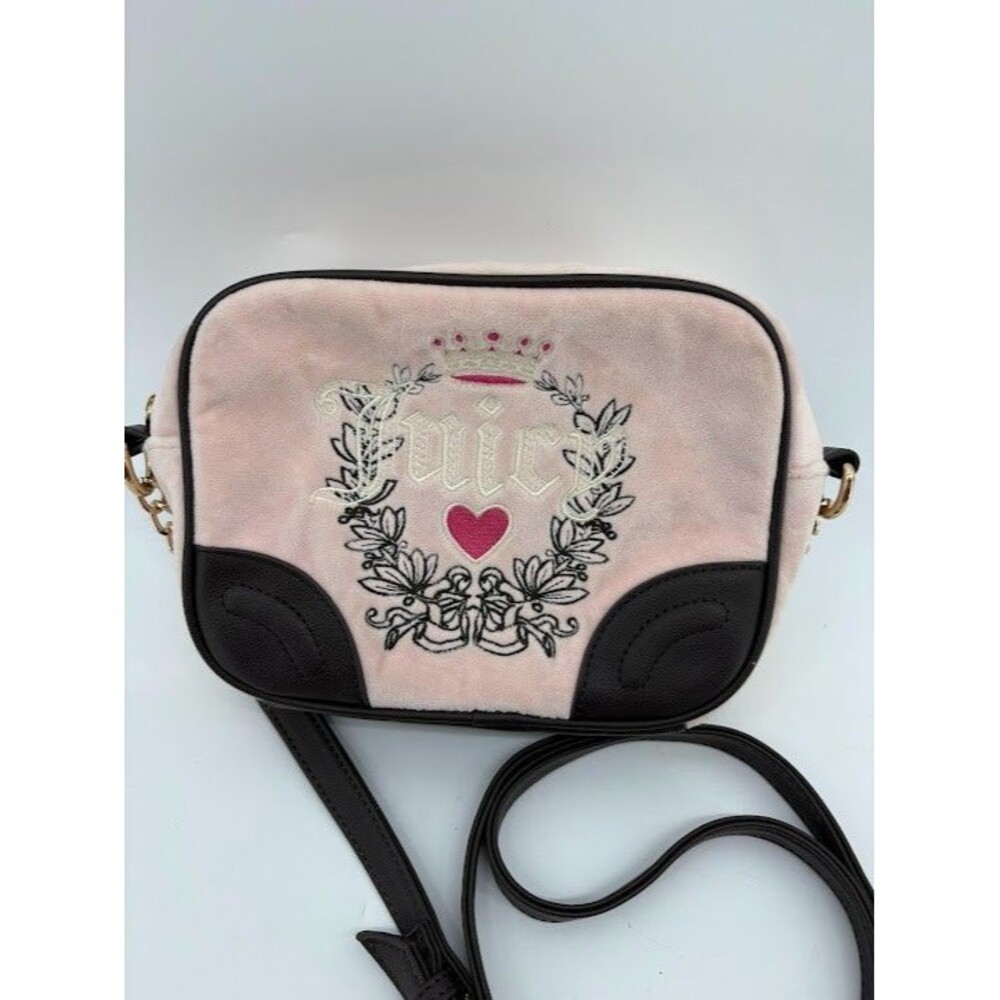 JUICY COUTURE Bag Heritage Camera Crossbody Velour Pink Powder Blush